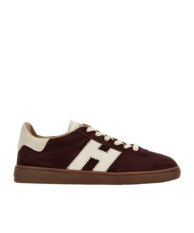 Hogan Chocolate Brown Suede Platform Sneakers With Lace-up Closure And H Logo Detail