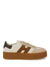 Hogan H681 Leather And Suede Platform Sneakers In Neutral