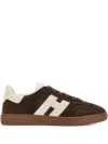 Hogan Rubber Sole Suede Finish Sneakers In Brown