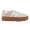 Hogan Platform Sneakers With Suede Upper And Leather Logo In Neutral