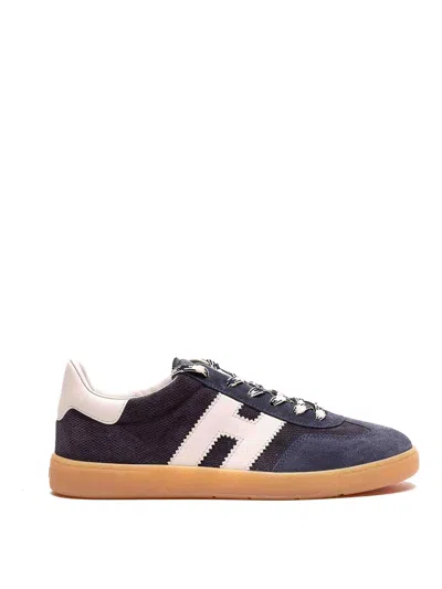 Hogan Navy Suede Leather H Sneakers In Black