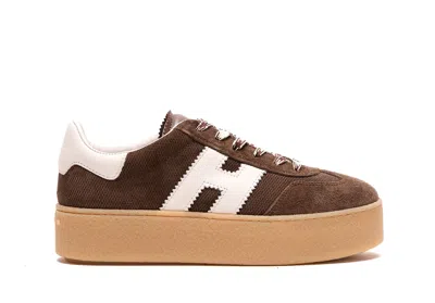 Hogan Logo-detail Platform Sneakers In Brown