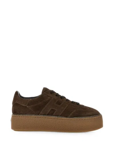 Hogan Cool Lace Up Sneakers Casual Platform Sole In Brown