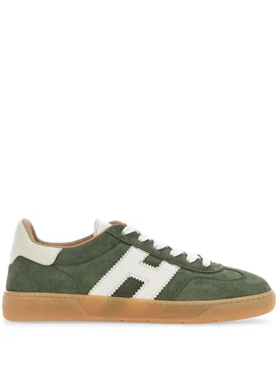 Hogan Logo Embossed Lace-up Sneakers In Green