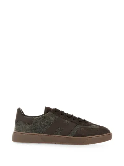 Hogan Low-top Sneakers With Textured Materials And Tonal Logo In Green