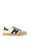 Hogan Beige White Brown Calf Suede Calf Leather Flat Shoes In Multi