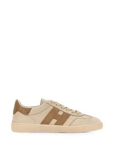 Hogan Retro Lace Up Sneakers Nubuck Cupsole In Neutral