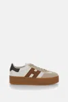 Hogan H681 Leather And Suede Platform Sneakers In Neutral