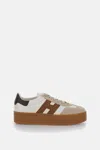Hogan H681 Leather And Suede Platform Sneakers In Neutral