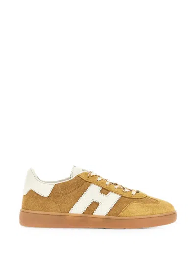 Hogan Cool Suede Sneakers With Oblique Monogram In Brown
