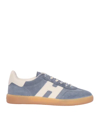 Hogan Cool Suede Contrast Logo Sneakers In Gray
