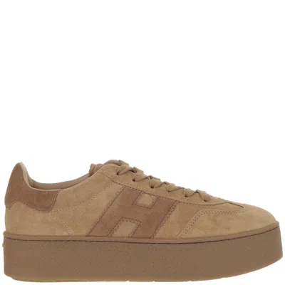 Hogan Cool Suede Lace-up Sneakers In Brown