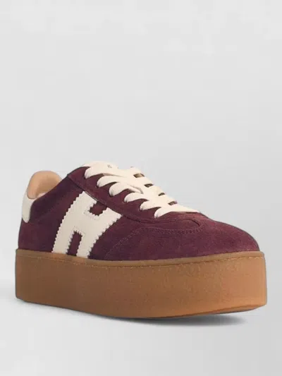 Hogan Cool Suede Lace Up Sneakers Platform Sole In Brown
