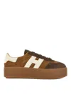 Hogan Low Top Platform Sole Sneakers In Brown
