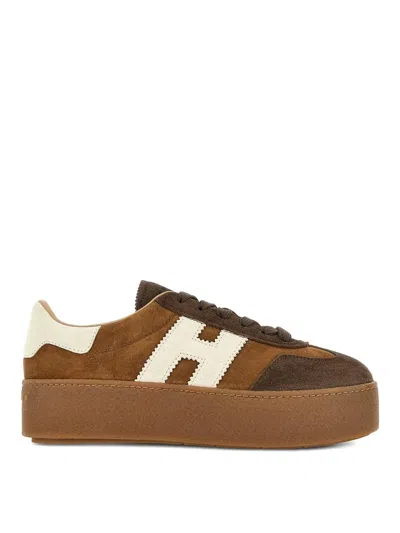 Hogan Cool Suede Lightweight Maxi Sole Sneakers In Brown