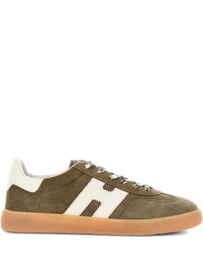 Hogan Cool Suede Logo-appliqué Low-top Sneakers In Green