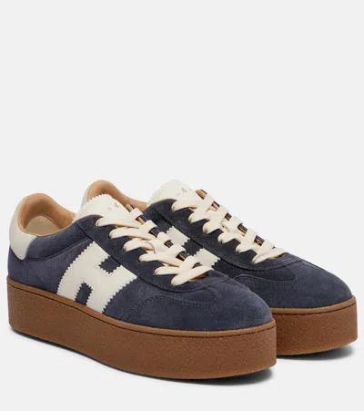 Hogan Cool Suede Platform Sneakers In Blue