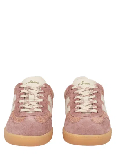 Hogan Cool Suede Textured Leather Calfskin-mutton Sneakers In Pink
