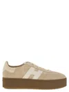 Hogan Cool Suede Trainers With Thick Soles In Neutral