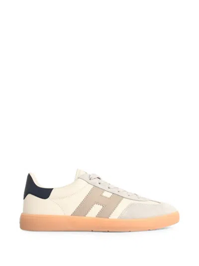 Hogan Low-top Sneakers With Smooth Leather And Nappa Details In Neutral