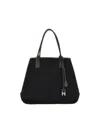 Hogan Cotton Shopping Bag With Leather Accents In Black
