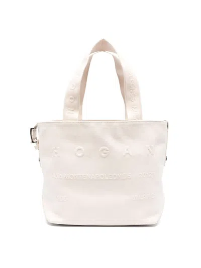 Hogan Cotton Tote Bag In White
