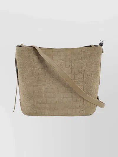 Hogan Crocodile Print Suede Leather Crossbody Bag