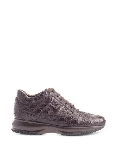 Hogan Crocodile-effect Leather Sneakers In Multi