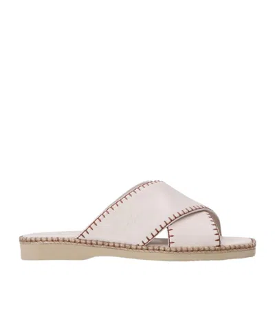 Hogan Crossover-strap Leather Sandals In Avorio