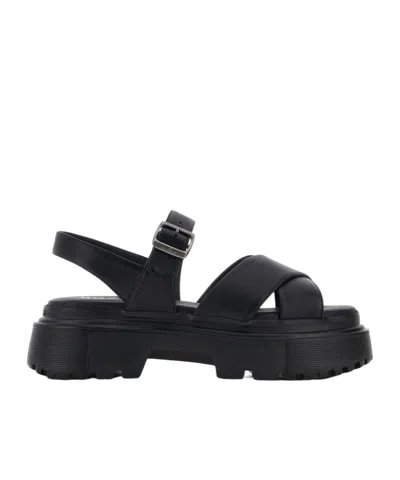 HOGAN CROSSOVER-STRAPS FLAT SANDALS