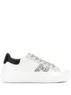 Hogan Crosswind Nappa Leather And Suede Sneakers With Glitter H Detail Shoes In White