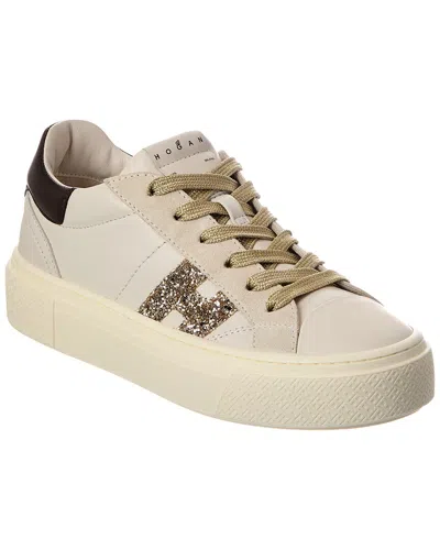 Hogan Crosswind Leather Sneaker In Neutral