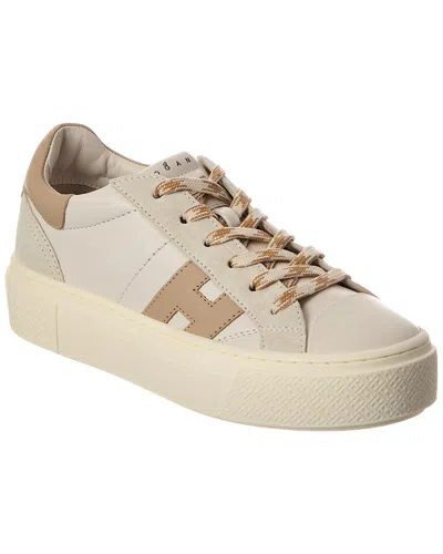 Hogan Crosswind Leather Sneaker In Neutral