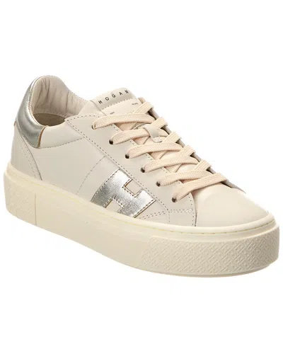 Hogan Crosswind Leather Sneaker In Neutral