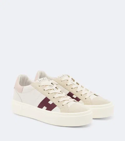 Hogan Crosswind Leather Sneakers In Neutral