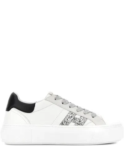 HOGAN HOGAN CROSSWIND NAPPA LEATHER AND SUEDE SNEAKERS WITH GLITTER H DETAIL SHOES