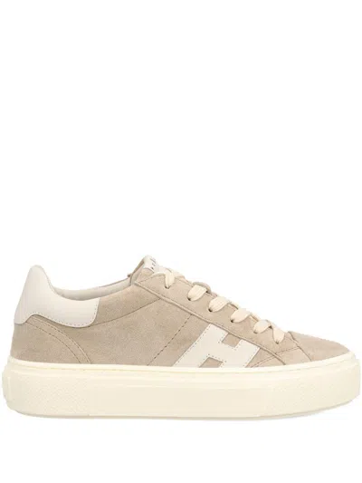 Hogan Grey Crosswind Calfskin Suede Sneakers In Neutral