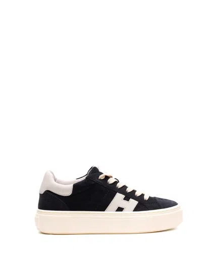 Hogan Crosswind Round-toe Platform Sneakers In Black