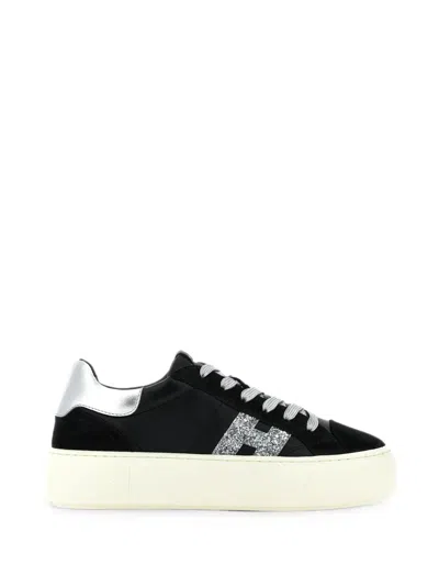 Hogan H705 Metallic Mutton Leather Sneakers In Black
