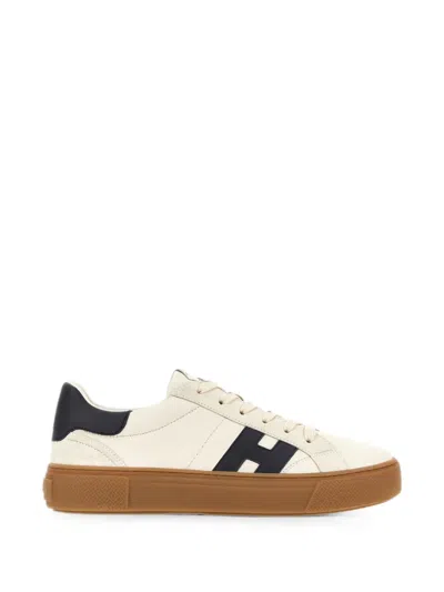 Hogan White H705 Allacciato H Sappa Suede Sneakers