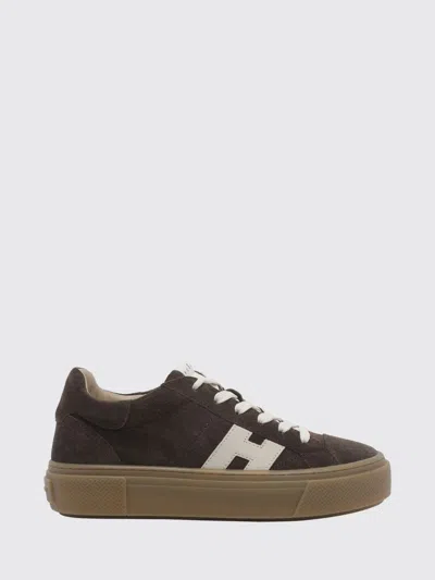 Hogan Crosswind Suede Leather Platform Sneakers In Brown