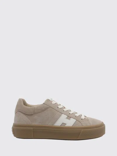 Hogan Crosswind Suede Leather Platform Sneakers In Neutral