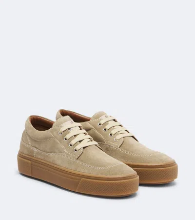 Hogan Crosswind Suede Platform Sneakers In Beige