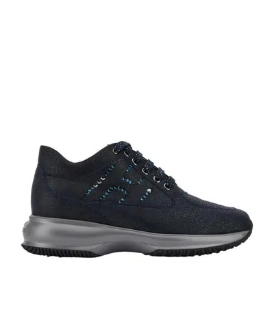 Hogan Crystal-embellished Logo Sneakers In Black