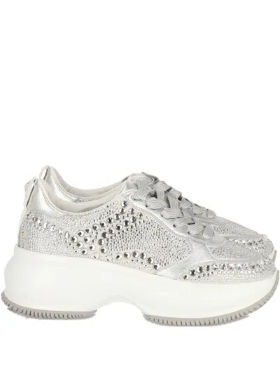 Hogan Crystal-embellished Platform Sneakers In White