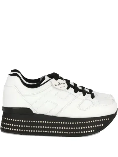 Hogan Crystal-embellished Platform Sneakers In White