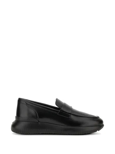Hogan Cube Platform Loafers In Black