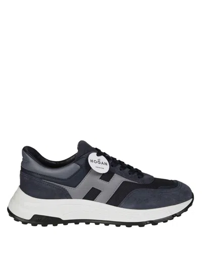 Hogan Suede Sneakers Lightweight Rubber Sole In Blue