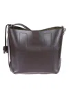 Hogan Rectangular Dark Brown Leather Shoulder Bag With Tab Closure In Gray