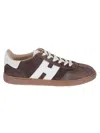 Hogan Dark Brown Suede Sneakers With Ivory Accents In Brown